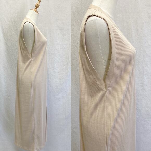 Zara tan ribbed button up sleeveless midi Lagenlook dress/duster size Medium - Picture 6 of 10